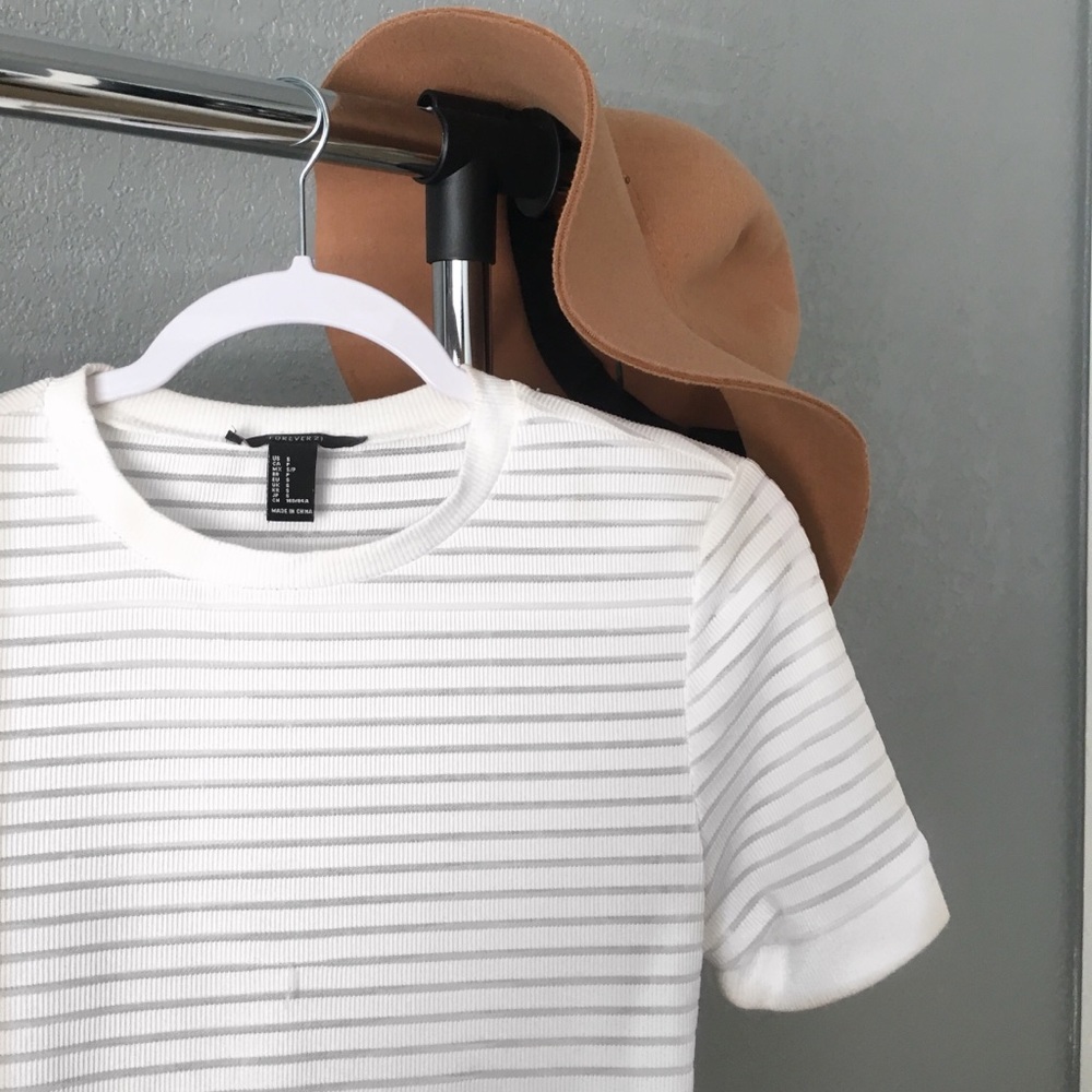 Stripped mesh crop top
